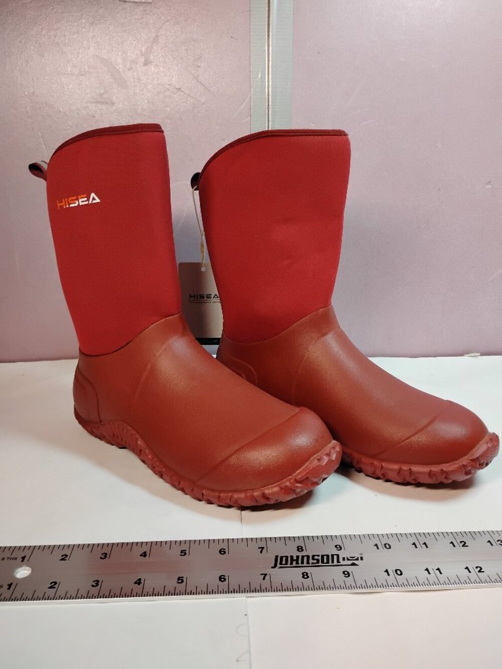 HISEA Waterproof Rain Boots Women’s Red Neoprene Garden Boots Size 8